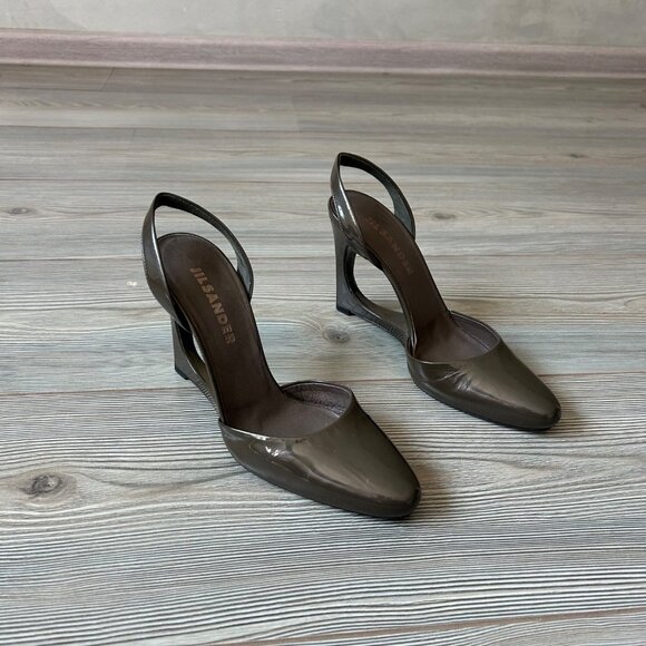 Jil Sander Patent Leather Olive Heels - Picture 4 of 9